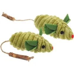 HausPets Juego de 2 ratones peluche forma gato hierba, ligeros interiores - Artículo 1