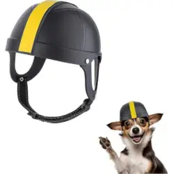 MCBOSON Casco de motocicleta para mascotas con orificios para las orejas - M - Negro