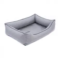 Mestizo Mallorca Orthopedic Cama Para Perros, Sofá, Lavable, Cama Con Certificado Öko-tex, Color Gris Claro Con Borde Negro, Dimensiones Exteriores: