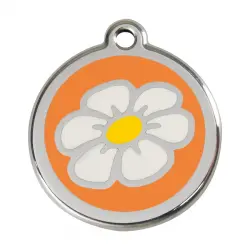 Placa identificativa Acero Inoxidable Esmalte Margarita Naranja para perros