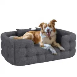 Cama Para Perros Medianos De Lino Sintético 110x70x35 Cm-pawhut.gris
