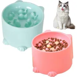 HausPets 2 comederos antiglotones elevados – Rosa/verde - Rosa / Verde