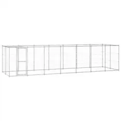 Perrera De Exterior | Jaula Para Perro | Parque Para Mascotas De Acero Galvanizado Con Techo 16,94 M² Cfw783973