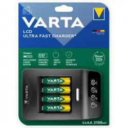 Varta Cargador Ultra Rápido LCD + 4 Pilas AA Recargables 2100 mAh