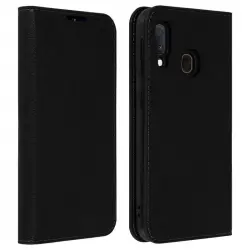 Avizar Funda Cartera de Cuero Negro para Samsung Galaxy A20e