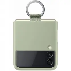 Samsung Silicone Cover Funda con Anillo Verde Oliva para Samsung Galaxy Z Flip 3