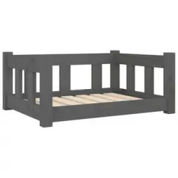 Cama Para Perros Madera Maciza De Pino Gris 65,5x50,5x28 Cm Vidaxl