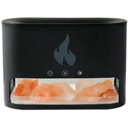 Klack Humidificador y Difusor de Aromaterapia con Sal de Cristal Efecto Llama y Ultrasónico Negro