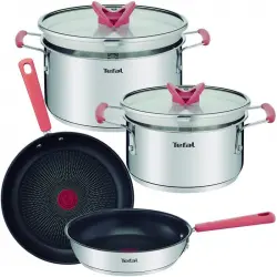 Tefal G720S604 Set Optispace 4 Piezas Sartenes 24cm/28cm + Cacerolas 18/20 cm + Tapas