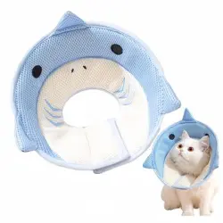 FurryFusion Collar anti-lamido de tiburón para gatos - S