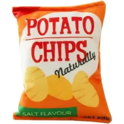 HausPets Bolsa de patatas fritas de peluche naranja con sonido chirriante - Artículo 1