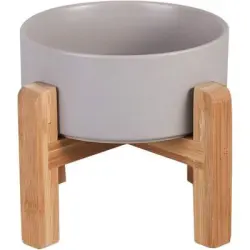 HausPets Soporte elevado gris para comedero de mascotas – Soporte de bambú - Gris
