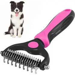 Pawffee Cepillo doble cara rosa para pelo largo, quita nudos, desenreda - 1 pieza