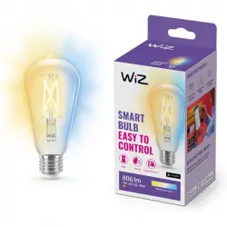 WIZ Bombilla Inteligente LED Wi-Fi Filamento Blanco Regulable ST64 60W E27