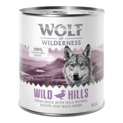 Wolf of Wilderness 6 x 800 g - Wild Hills, con pato