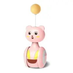 FurryFusion Juego de gato automático con pelotas y varita de plumas - Rosa