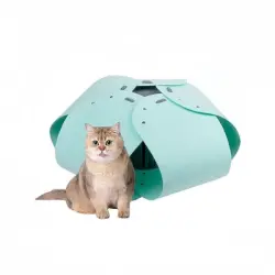 FurryFusion Nido semicerrado para gatos de tul, 70x70x28cm - azul claro