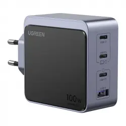 Ugreen Nexode S Cargador Rápido 100W GaN 3 Puertos USB-C + 1 Puerto USB-A PD3.0/QC Gris