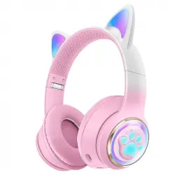 Kinsi AKZ-62 Auriculares Inalámbricos Orejas de Gato RGB Rosa