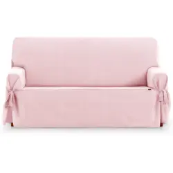 Protector Funda Sofa 2 Plazas con lazos. Color Rosa. 2 plazas (120 - 180 cm)