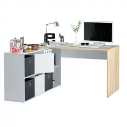 Habitdesign Adapta XL Mesa de Escritorio Blanco/Roble