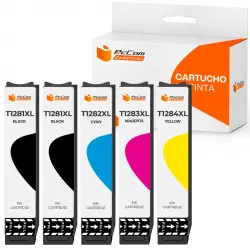 Pccom Essential Cartucho Tinta Compatible con Epson T1281/T1282/T1283/T1284 Negro/Cian/Magenta/Amarillo Pack 5