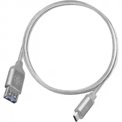 SilverStone CPU06S-500 Cable Nylon USB-C a USB-A Macho/Hembra 0.5m Plata