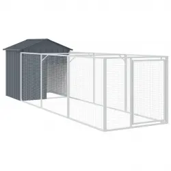 vidaXL Caseta perros con tejado acero galvanizado gris 117x1221x123 cm