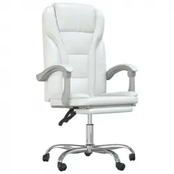 Vidaxl Silla De Oficina Pulssar Reclinable Con Reposapiés Blanco 112,5-122x63x56 Cm