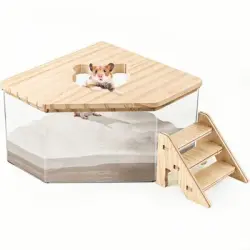ZooVenture Bandeja de arena para baño de hámsteres, jerbos y chinchillas - baño + escalera