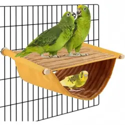 ZooVenture Litera con hamaca y casita para pájaros - AMARILLO