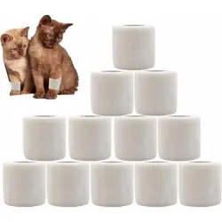 ZooVenture Venda cohesiva, 12 rollos de 5 cm x 4,5 m, para todos animales - Blanco