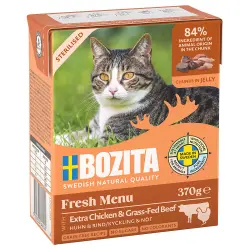 Bozita tetra trocitos en gelatina 6 x 370 g - Sterilised con pollo y vacuno