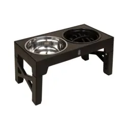Comedero doble TIAKI de altura regulable en 4 posiciones - 1,2 l, aprox. 44 x 23 x 8 cm (L x An x Al)