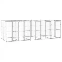 Perrera De Exterior | Jaula Para Perro | Parque Para Mascotas De Acero Galvanizado 12,1 M² Cfw783940