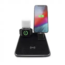 Unotec Base de Carga de Inducción Negra para iPhone/Apple Watch/Airpods