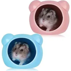 ZooVenture Refugios de cerámica para hámster, 2 piezas - Colores: Azul + Rosa
