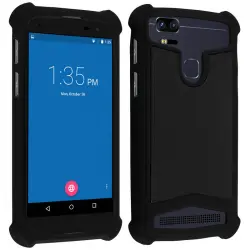 Avizar Funda Silicona Efecto Cuero Negra para Smartphones 4.7" a 5.3"