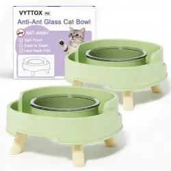 HausPets Comedero de vidrio antihormigas gato – Verde - Verde