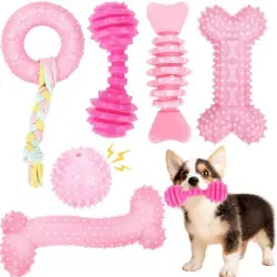 IntiMeg Juego de 6 juguetes para perros pequeños - Rosa