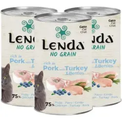 Lenda Paté para Gatos Cerdo con Pavo y Arándanos Sin Cereales - 3 x 400 g