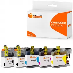 Pccom Essential Brother Lc223/lc221 Cartucho Tinta Compatible Negro/cian/magenta/amarillo Pack 5