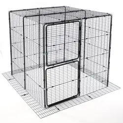 Recinto exterior para gatos TIAKI, negro - 160 x 160 x 162 cm (L x An x Al)