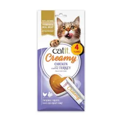 Snacks cremosos para gatos Catit Creamy – 4 Tubos Pollo y Pavo, 4x10g - 4x10 g