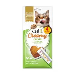 Snacks cremosos para gatos Catit Creamy – 4 Tubos Pollo y Pato, 4x10g - 4x10 g