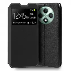 Cool Funda Flip Cover Liso Negro para Oppo Reno 12 F 4G / 5G / Reno 12 FS 4G / 5G