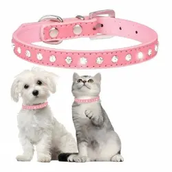 FurryFusion Collares de diamantes para gatos y perros - Rosa S