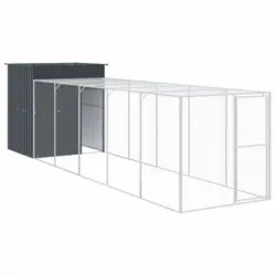 Gallinero Con Corral Acero Galvanizado Gris 165x659x181 Cm Vidaxl