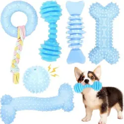 IntiMeg Juego de 6 juguetes para perros pequeños - Azul