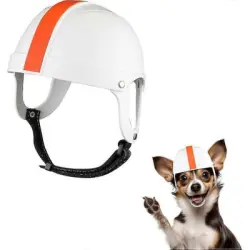 MCBOSON Casco de motocicleta para mascotas con orificios para las orejas - M - blanco